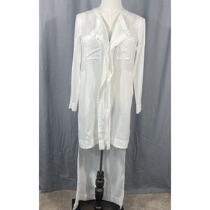 BCBG MAX Gabriella Shirt Sheath Dress S White Lagenlook Indie Sleaze Whimsigoth